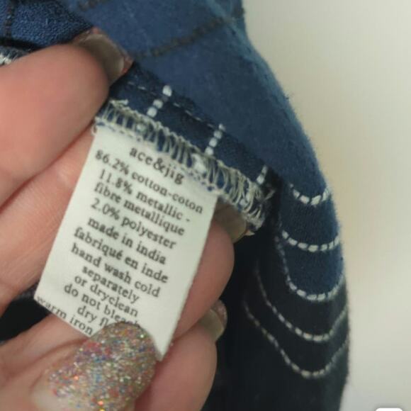 Ace & Jig Sleeveless V-Neck Button Front Patchwork Metallic Top Size Small - Picture 9 of 10